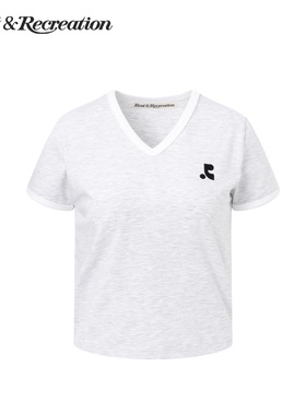 RestandRecreation官方2025秋季新款RR学院风V领刺绣logo短袖T恤