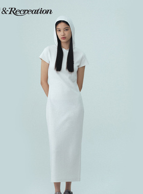 RestandRecreation官方连帽纯色休闲长裙2025夏季新款短袖连衣裙
