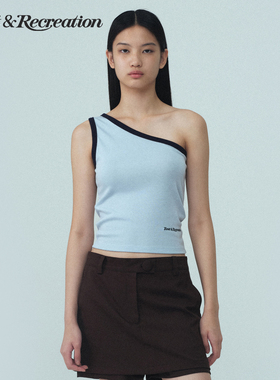 RestandRecreation官方单肩拼色T恤背心2025新款RR休闲吊带上衣女