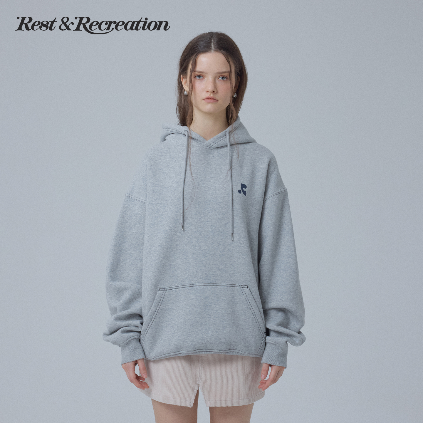 RR印花logo宽松连帽套头卫衣男女