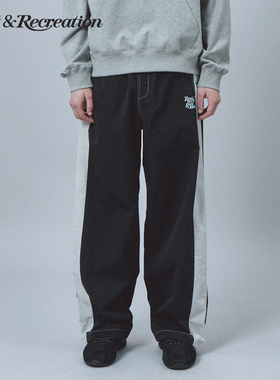 RestandRecreation官方RR尼龙拼色字母印花宽松休闲长裤男女同款