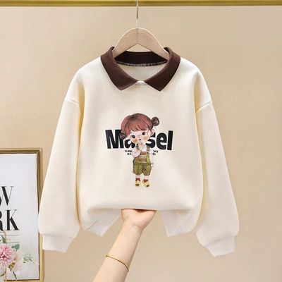 女童卫衣春秋装2025洋气翻领女孩POLO领中大童青春校园风潮流上衣