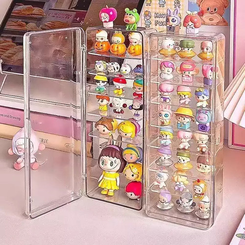 透明萌粒收纳盒桌面多层防尘