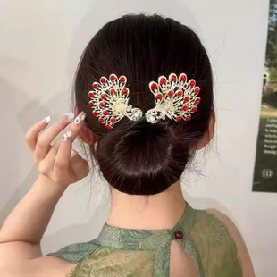 孔雀开屏盘发器2026新款懒人扭扭夹高级感发饰发夹优雅头饰发簪子