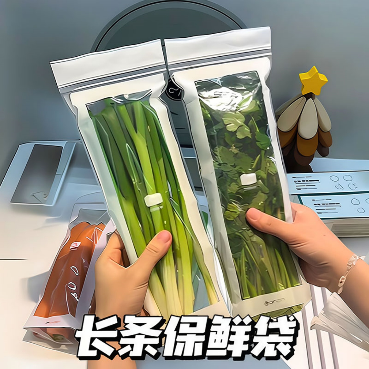 长条密封保鲜袋家用加厚食品密实袋厨房冰箱冷冻冷藏分装自封袋