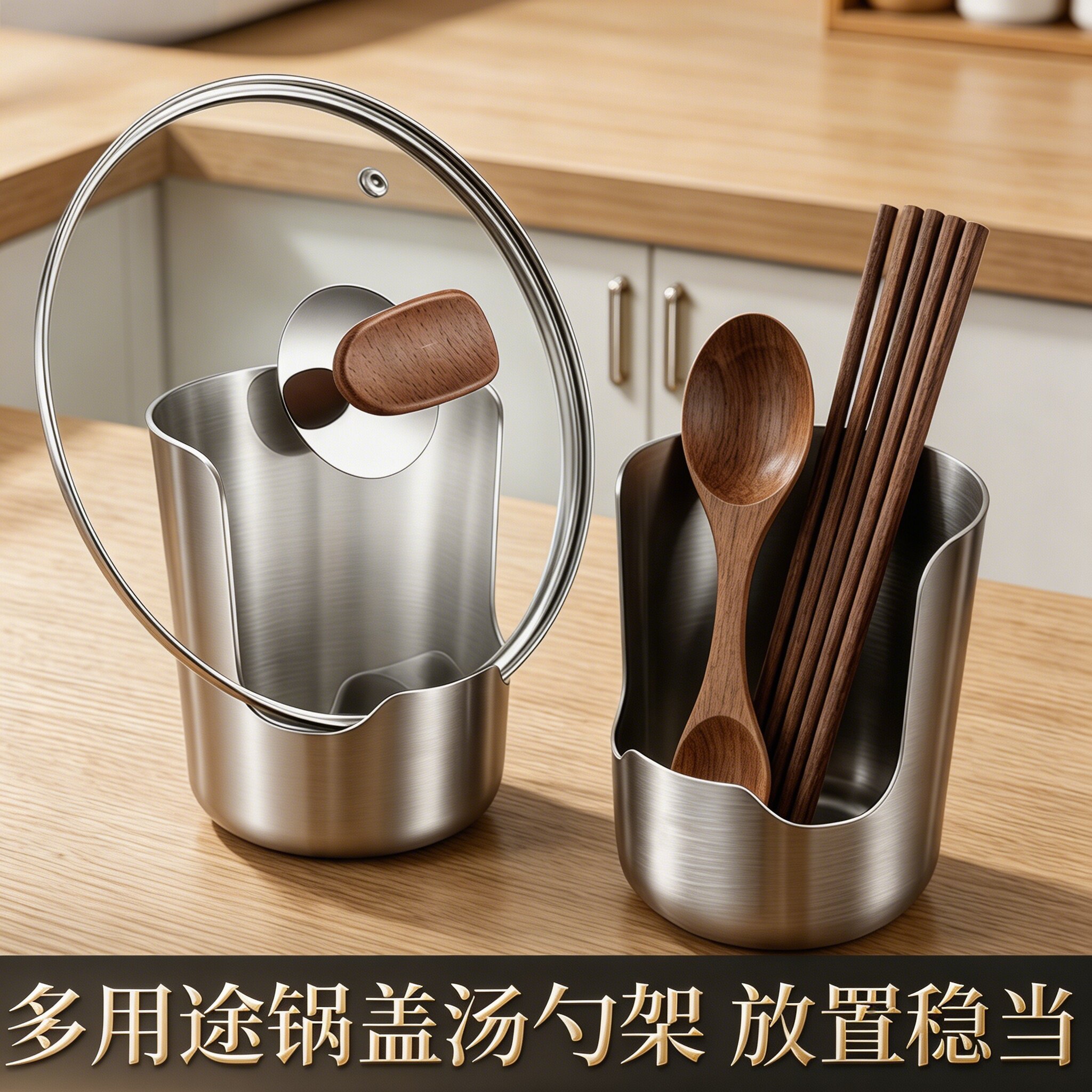 不锈钢厨房锅盖架砧板架多功能