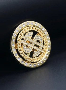 创意配件背贴7.2m转盘 满钻旋转陀螺美元配饰