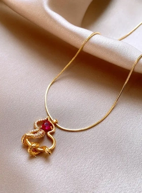 爱心锆石葫芦缠绕灵蛇项链新中式复古锁骨链轻奢高级感项饰女