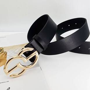 SHEIN新款金色G扣合金扣腰带女百搭休闲装饰学生皮带简约外贸belt