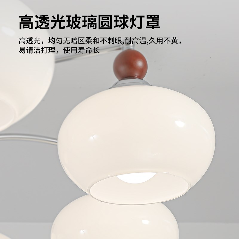 客厅吊灯法式中古风灯n具主灯美式卧室餐厅灯复古新中式柿子灯R33