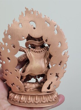 藏传纯铜六臂玛哈嘎拉q护法佛像摆件尼泊尔工艺大黑天财神红铜供