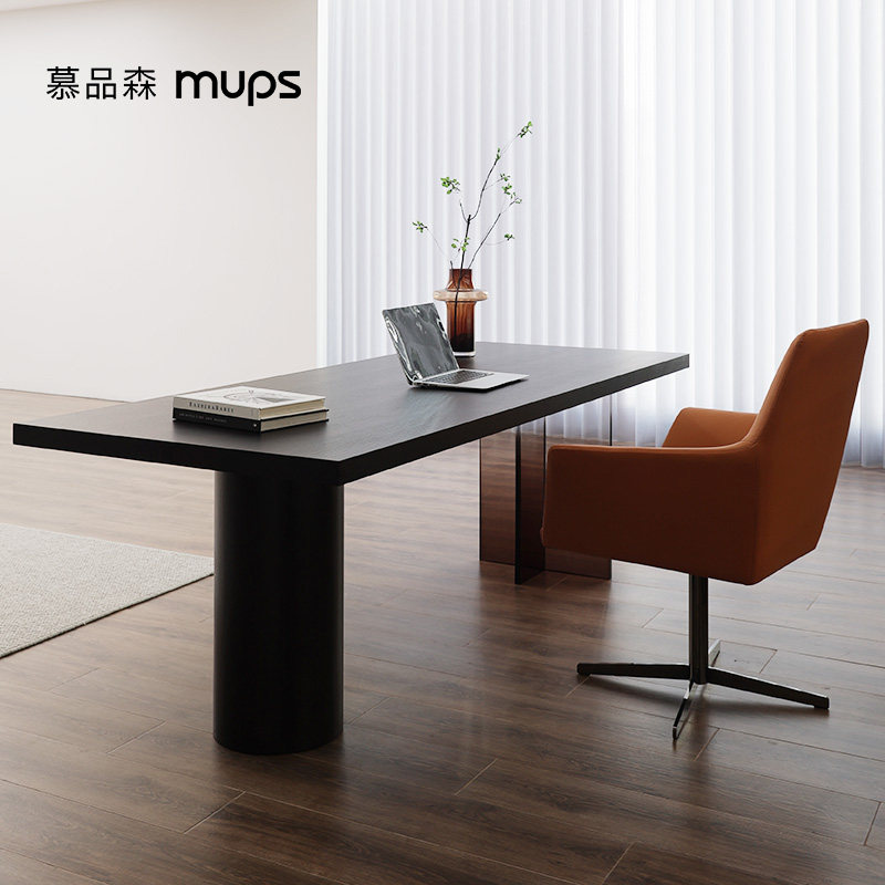 意式极简家用书桌客厅书房双人y办公桌大长工作台学习桌亚克力桌