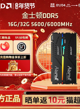 金士顿野兽 5600/6000 16GB/32GB DDR5台式机超频RGB EXPO内存条