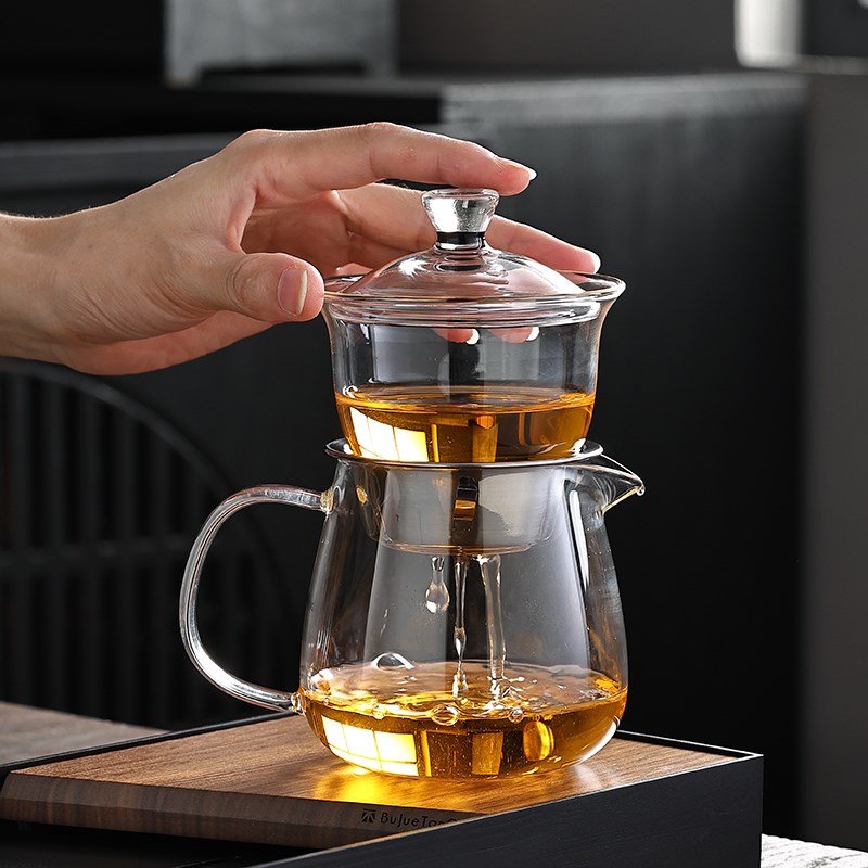 新款玻璃自动泡茶器茶具套裝功夫茶杯懒人泡茶神器家用盖碗泡茶壶