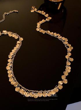 流苏金色亮片项链女款2025新款轻奢小众高级感气质锁骨链颈链配饰