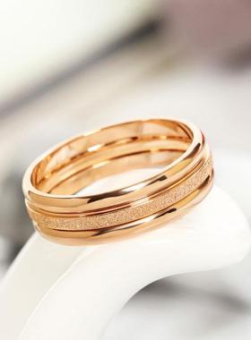 小众设计素圈三生三世戒指2024年新款潮情侣钛钢彩金食指环冷淡风