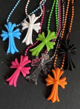 过验版K罗心十字架彩色ch项链东京青山限定20周年男女橡胶潮ins