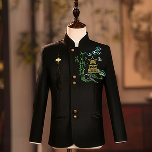 男童西装套装国风儿童中山装主持人新中式诗歌朗诵合唱晚会演出服