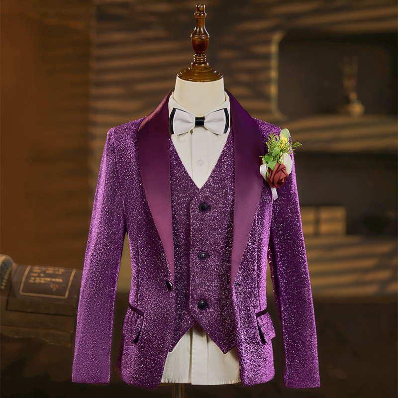 男童西服套装亮片儿童西装主持人