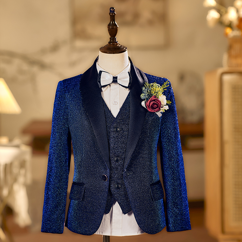 男童亮片西服套装晚会小主持人