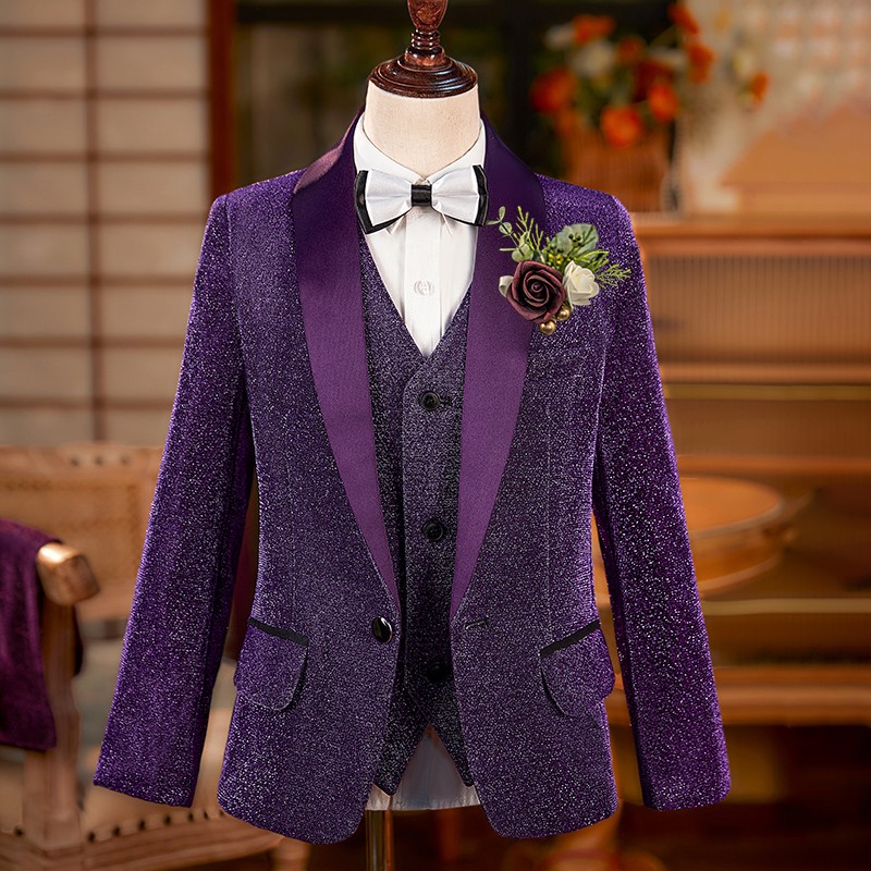 男童西服套装亮片儿童西装主持人