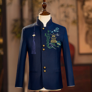 儿童礼服西装套装新中式男童中国风主持演讲学生朗诵中山装演出服