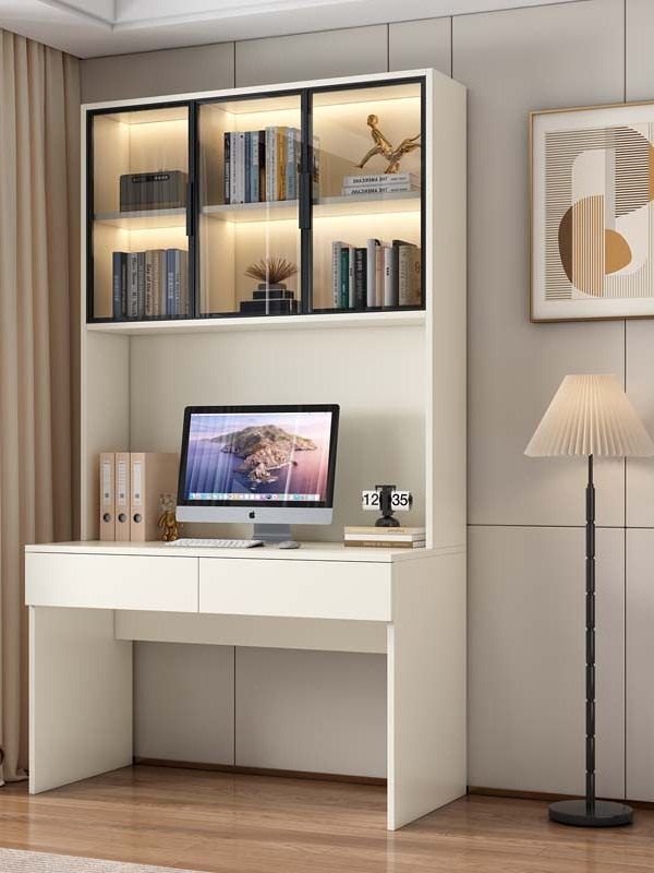 蜂窝铝书桌书架一体桌轻奢书柜组合家用卧室电脑桌现代简约办公桌,住宅家具,电脑桌,淘宝优惠券,粉丝福利购,淘宝优惠卷