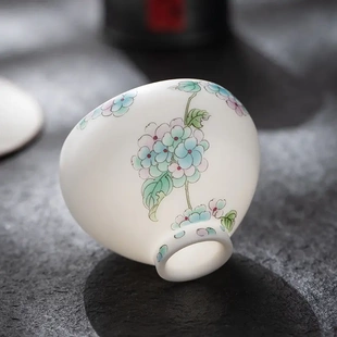 素烧羊脂玉白瓷主人杯茶杯品茗杯功夫茶具陶瓷单杯女家用单个茶碗