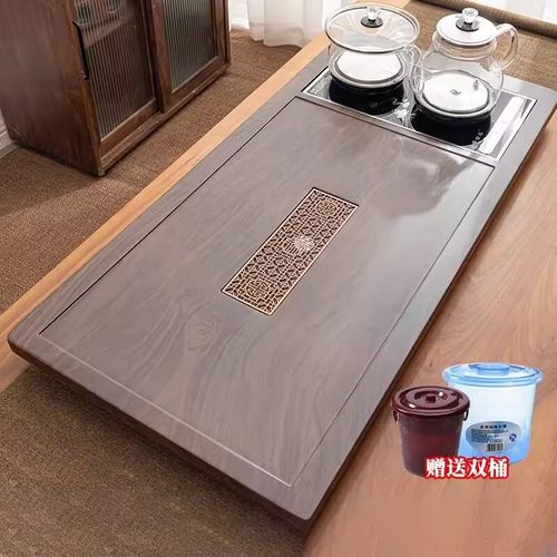 茶盘办公一体紫砂陶瓷茶具套装家用茶几玻璃烧水壶V底部上水全自