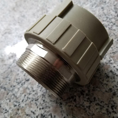 灰色PPR外丝直接20 25o 32 40 50 63 75 90110外牙热熔PPR水管配