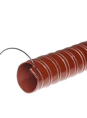 红色高温风管耐3l00度矽硅胶排热烟管尼龙布通风帆布伸缩钢丝软管