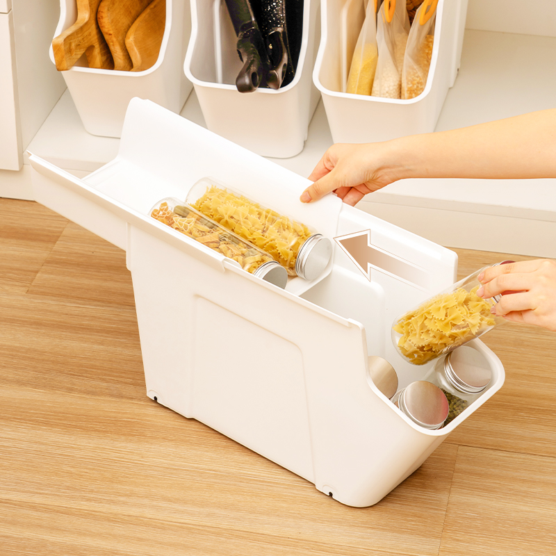 厨房收纳盒抽拉式置物架橱v柜夹缝拉篮下水槽带轮整理盒分层储物
