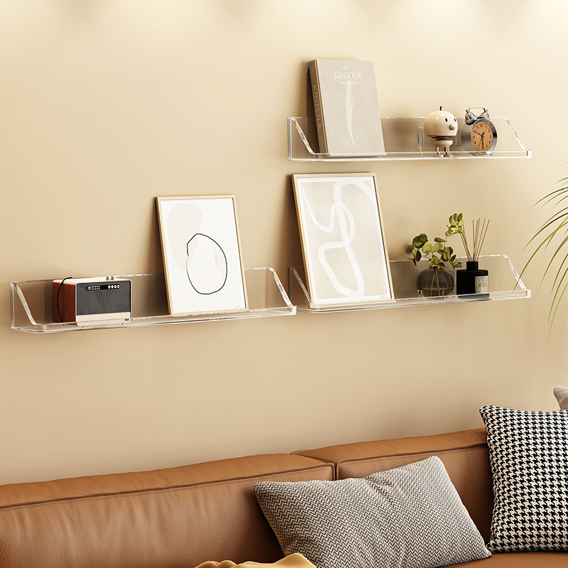 墙上置物架免打孔客厅墙面装饰z隔板亚克力一字板壁挂墙放置架子