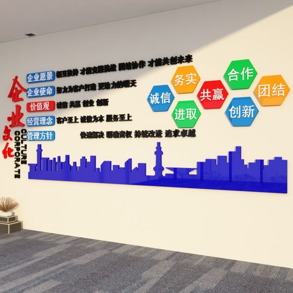 背景企业文化介门房产店励志标语画布置中贴纸办公室墙面装饰公司