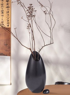 时来运转侘寂风花瓶摆件民宿客y厅玄关壁龛柜插花电视柜细长瘦高