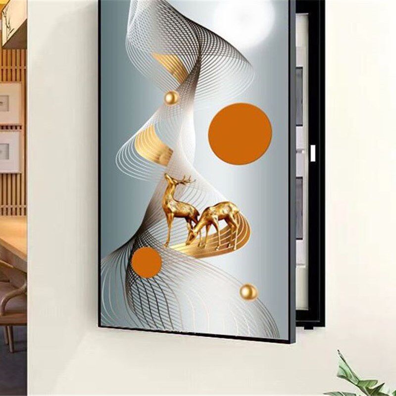 竖版侧开电表箱装饰画免打孔简约风D竖款客厅挂画遮挡电闸盒配电