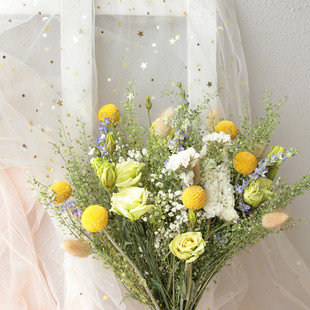 真花自然c风干洋桔梗干花束混搭勿忘我花篮桌面摆件田园家居装饰