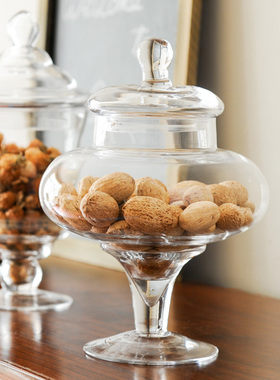 经典带盖玻璃瓶干花糖罐婚礼布置样板房间厨房餐S桌装饰摆件三件