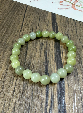 女士天然青玉手串单圈青提青色玉石玉髓手链真品小尺寸珠子手饰女