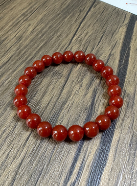 女士正品南红玛瑙手串单圈红色天然玉石玉髓手链真品喜庆正红手饰
