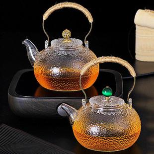 耐高温烧水壶 锤纹小容量玻璃壶 过滤泡茶壶家用加厚功夫茶冲茶器