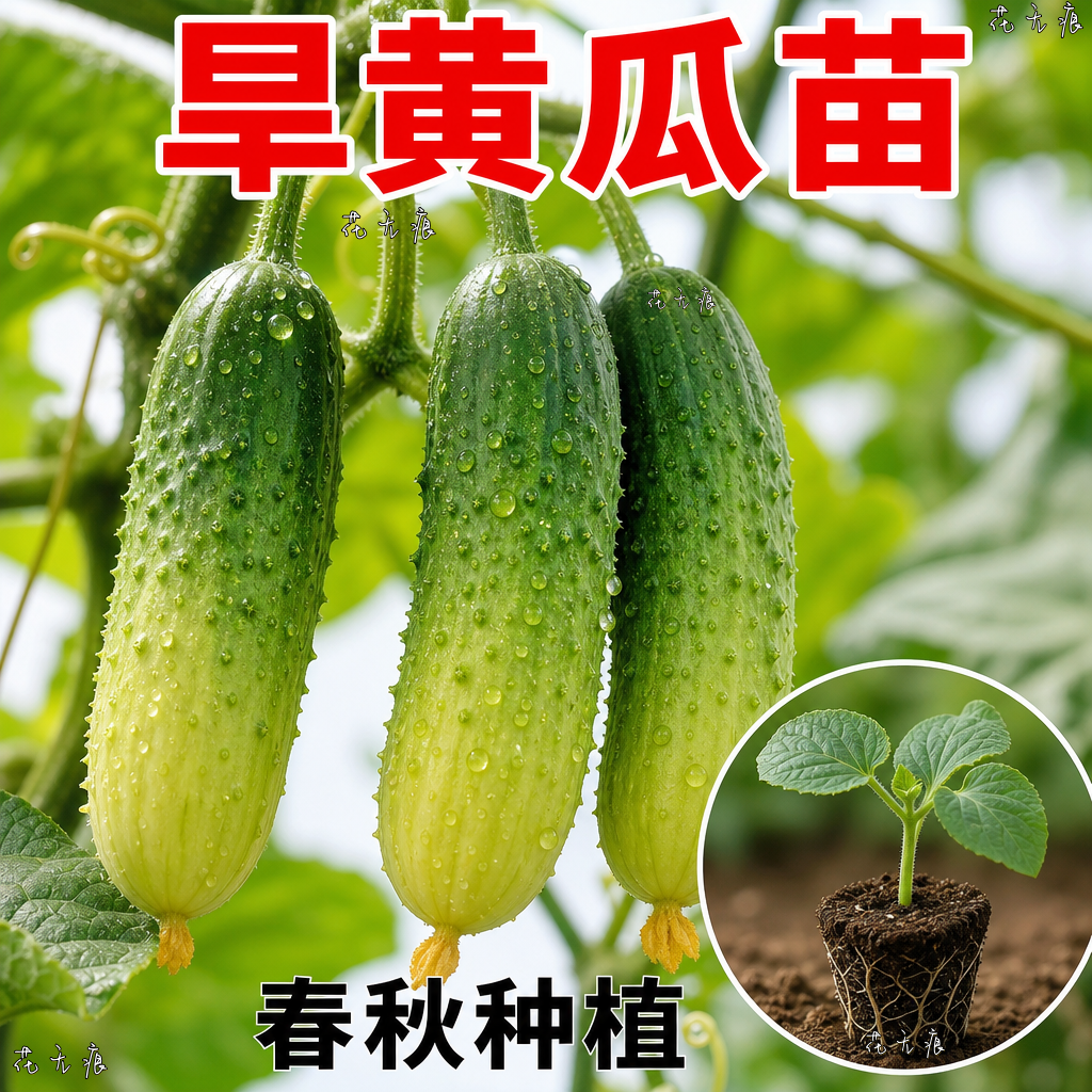 四季高产旱黄瓜苗阳台盆栽