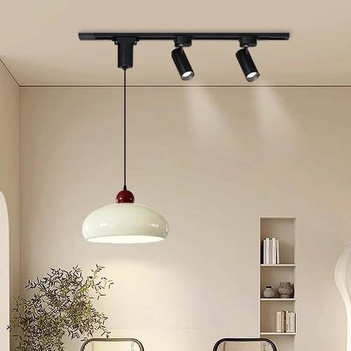 可位移可升降轨道餐厅吊灯中古奶油风现代极简餐桌茶室岛台吊线灯