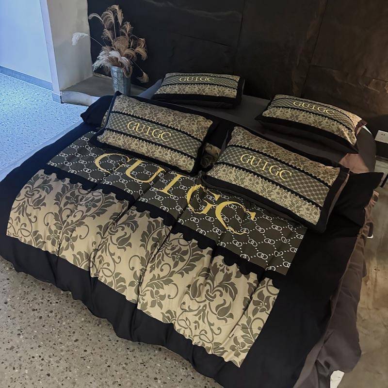 高端轻奢磨毛数码印花四件套床单床笠款家用床上用品四季通用