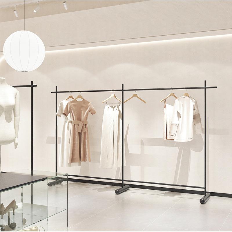 服装店展示架落地式不锈钢货架男女装店陈列架子新款中岛架挂衣杆