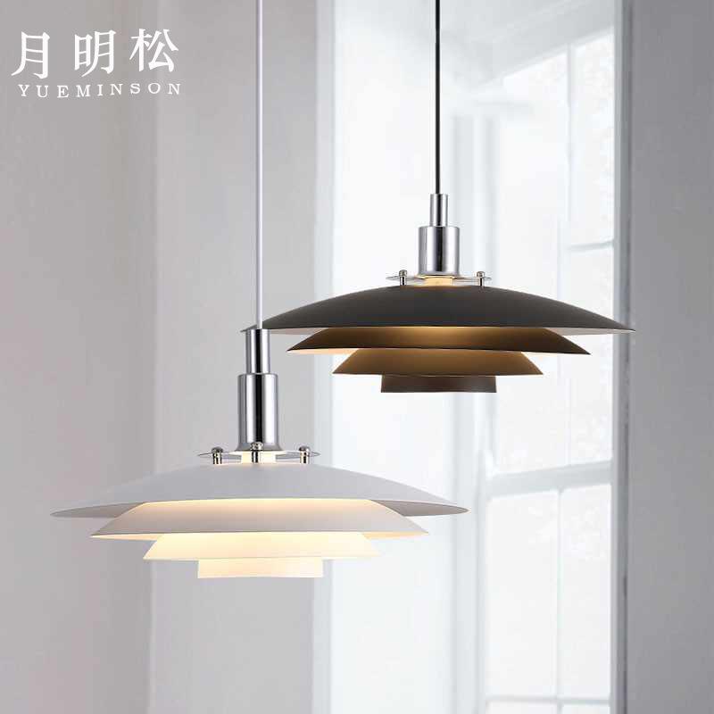奶油风吊灯现代简约卧室吊灯飞盘灯北欧新款餐桌灯具PH5餐厅吊灯