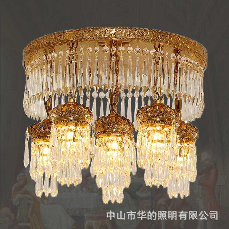 欧式客厅餐厅全铜吸顶灯欧式奢华书房卧室水晶灯别墅入户玄关灯具