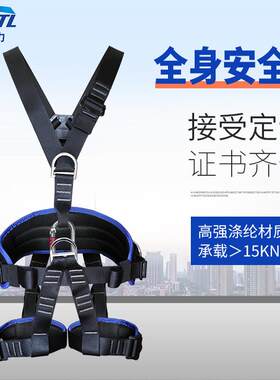 欧式全身安全带户外攀岩探洞拓展丛林探险五点式耐磨高空作业套装