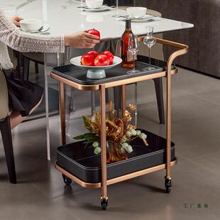 两层收纳车家用零散手推车小号不锈钢置物车餐厅接待车移动茶水车