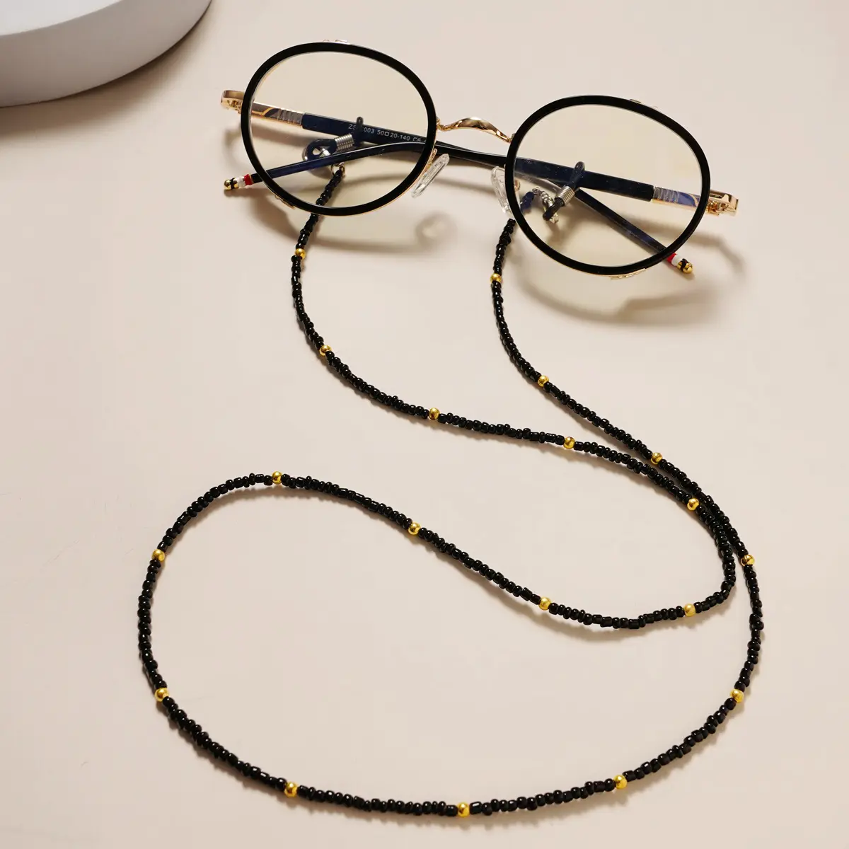 手工串珠眼镜绳 防滑防脱落黑色眼镜链 口罩挂绳 墨镜装饰挂链